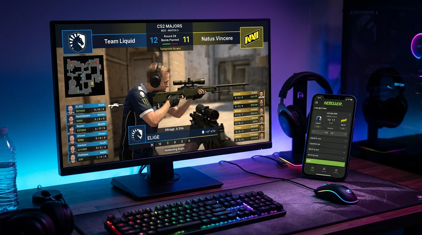 Neteller za e-sport klađenje — uplata na okladu za CS2, LoL i Dota 2